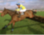 Close-up view of a jockey’s boots and reins on a racehorse